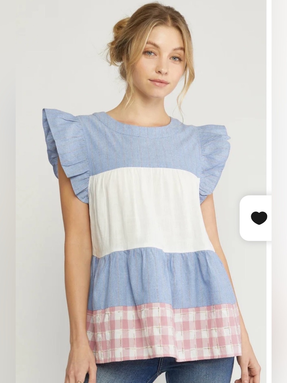 ENTRO Mixed Print Tiered Top- XL